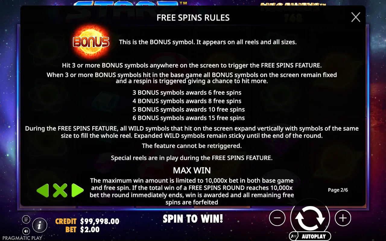 Game rules, page 2 — Starz Megaways