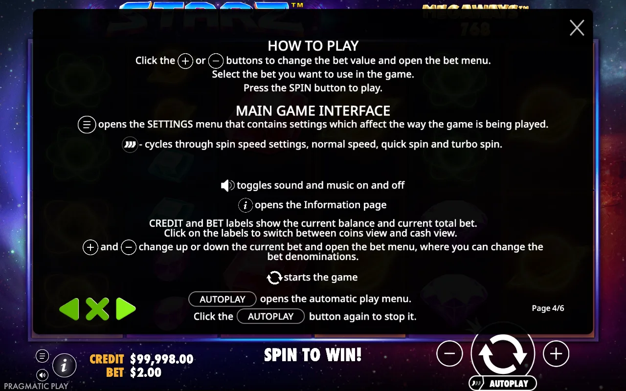 How to play — Starz Megaways