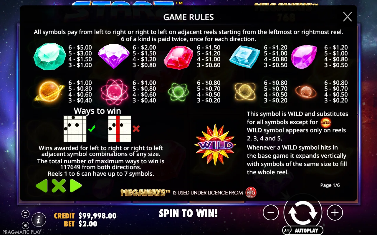 Game rules, page 7 — Starz Megaways