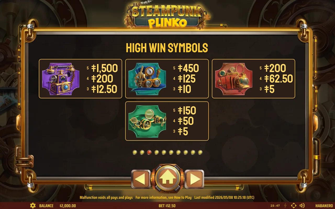 High win symbols — Steampunk Plinko