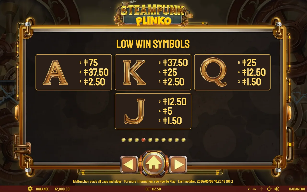 Low win symbols — Steampunk Plinko