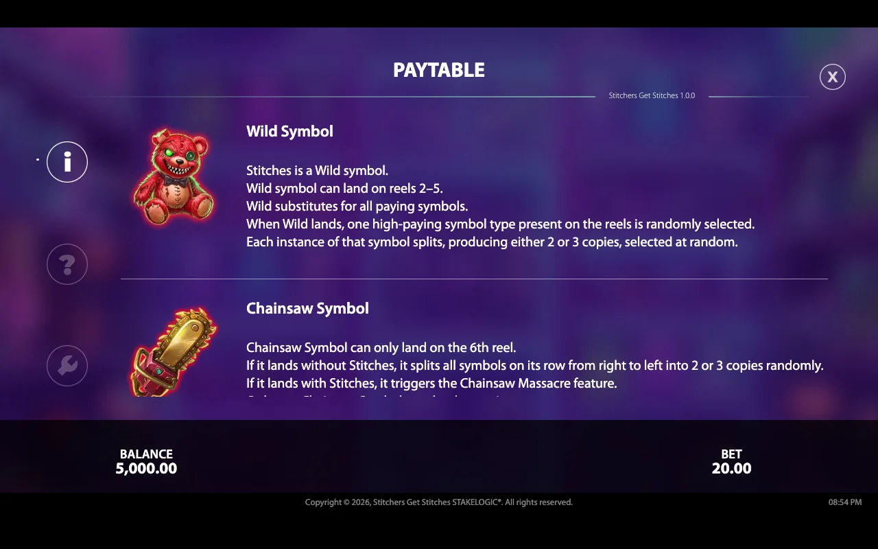Paytable — Stitchers Get Stitches