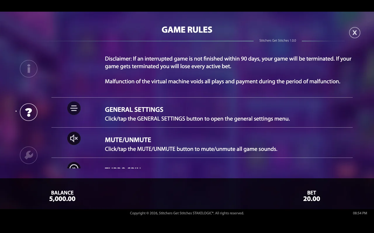 Game rules — Stitchers Get Stitches