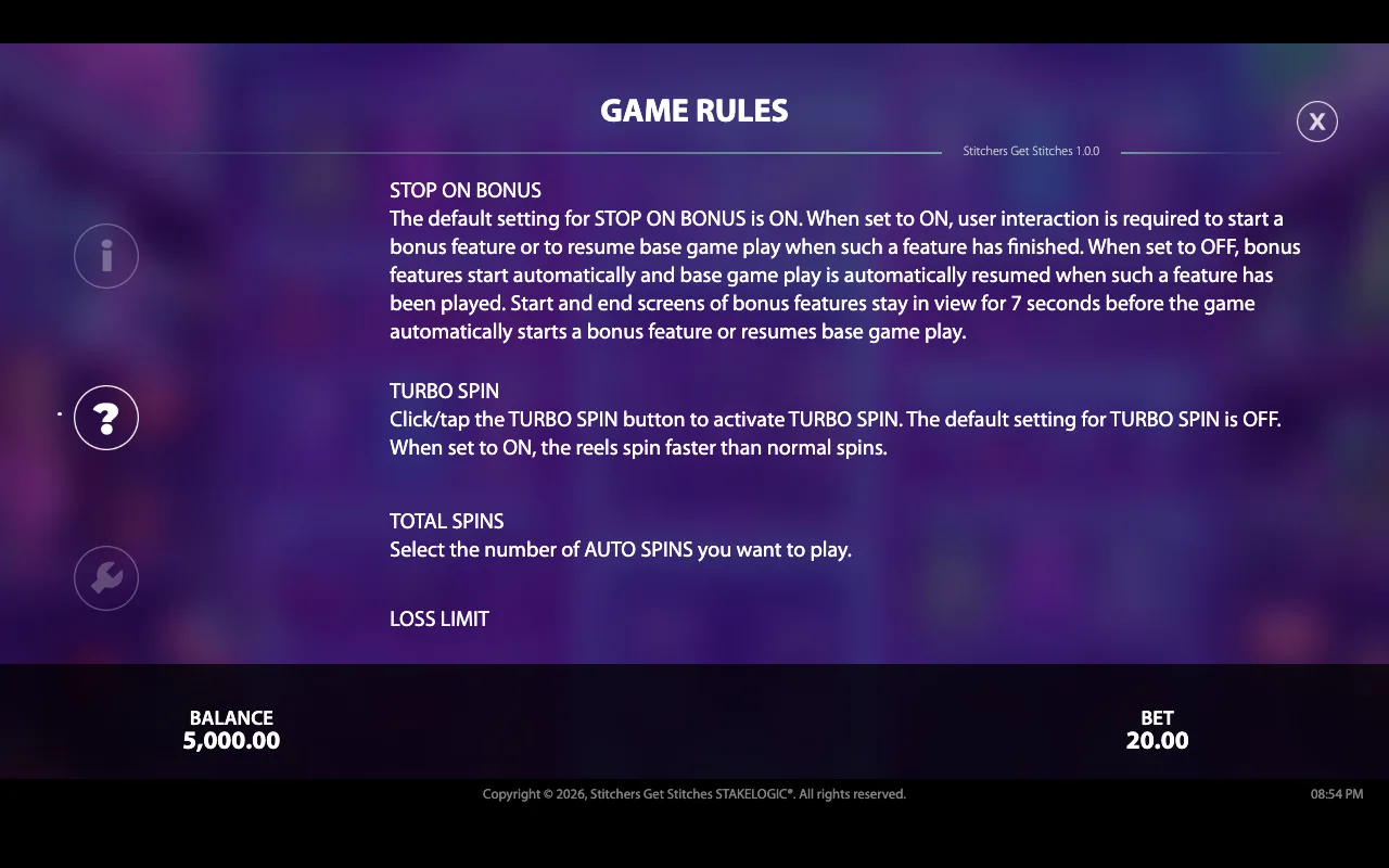 Game rules — Stitchers Get Stitches
