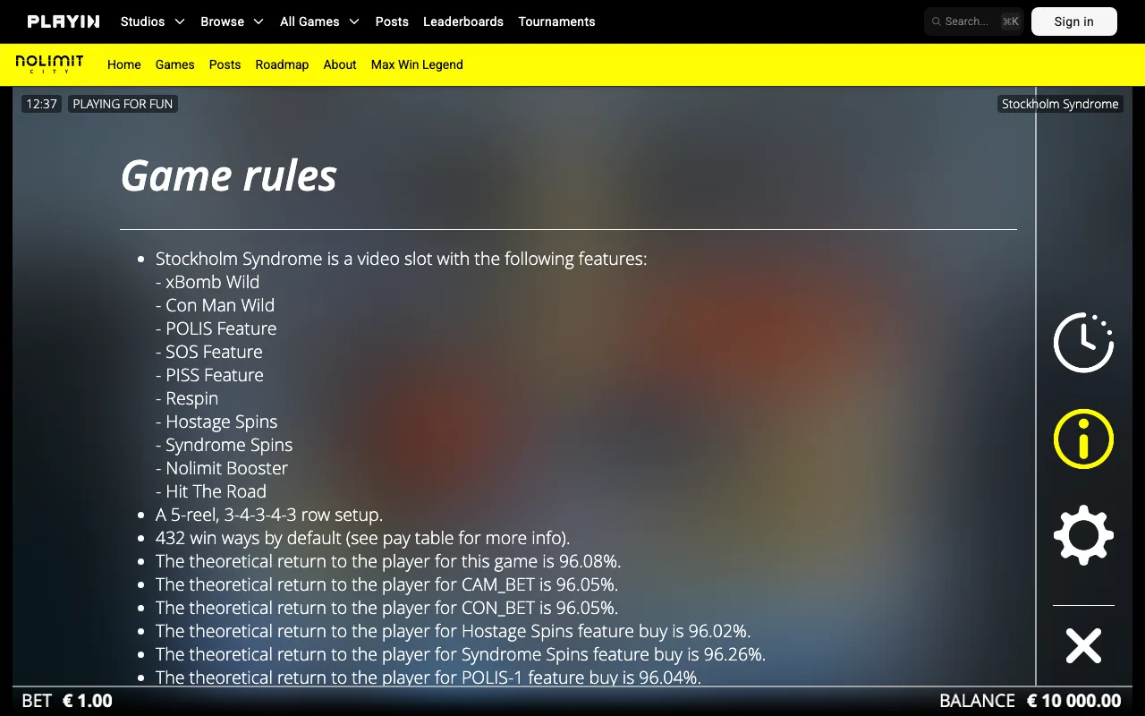 Game rules, page 1 — Stockholm Syndrome