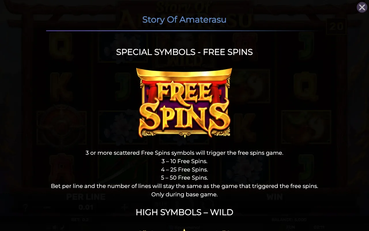 Special symbols - free spins — Story of Amaterasu