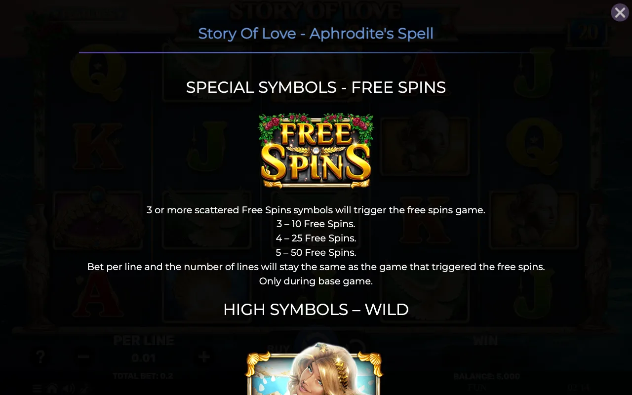 Special symbols - free spins — Story of Love Aphrodites Spell