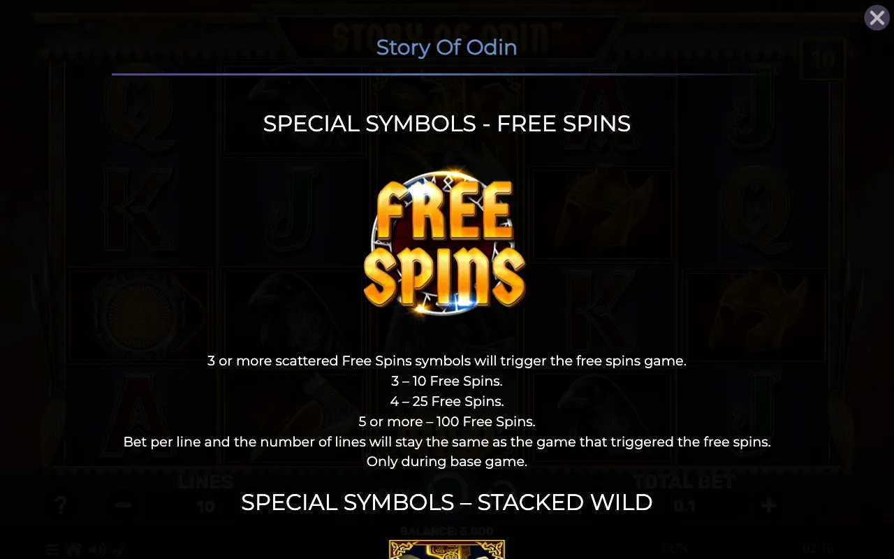 Special symbols - free spins — Story of Odin