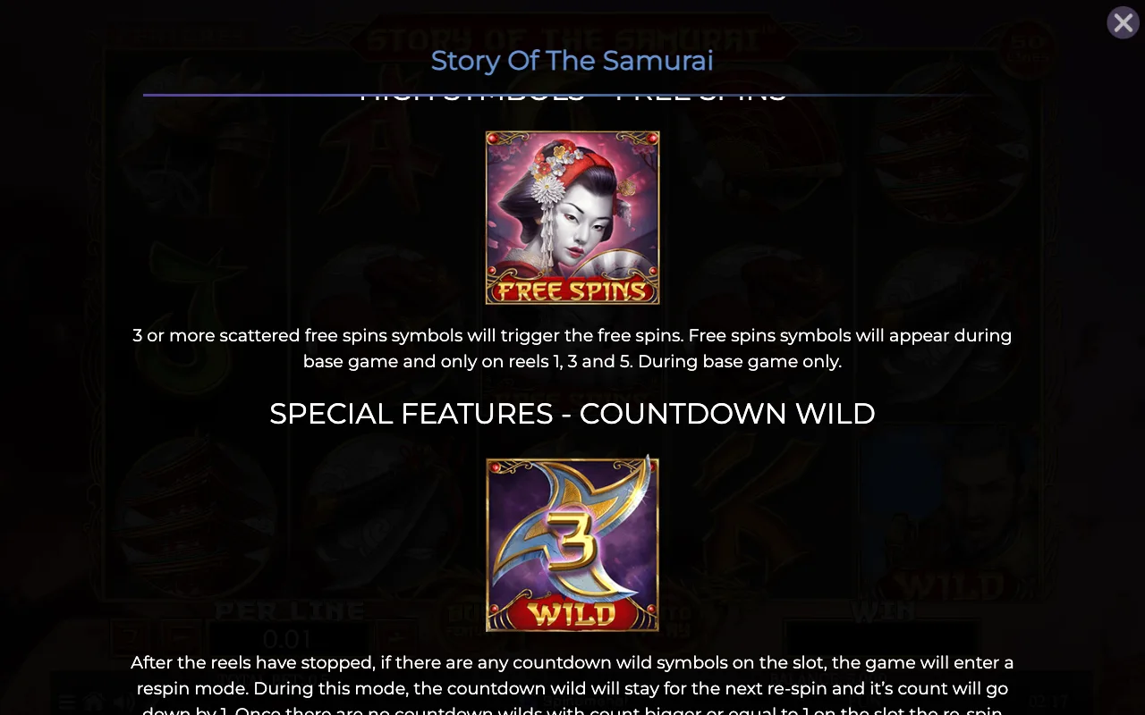 Free spins — Story of Samurai