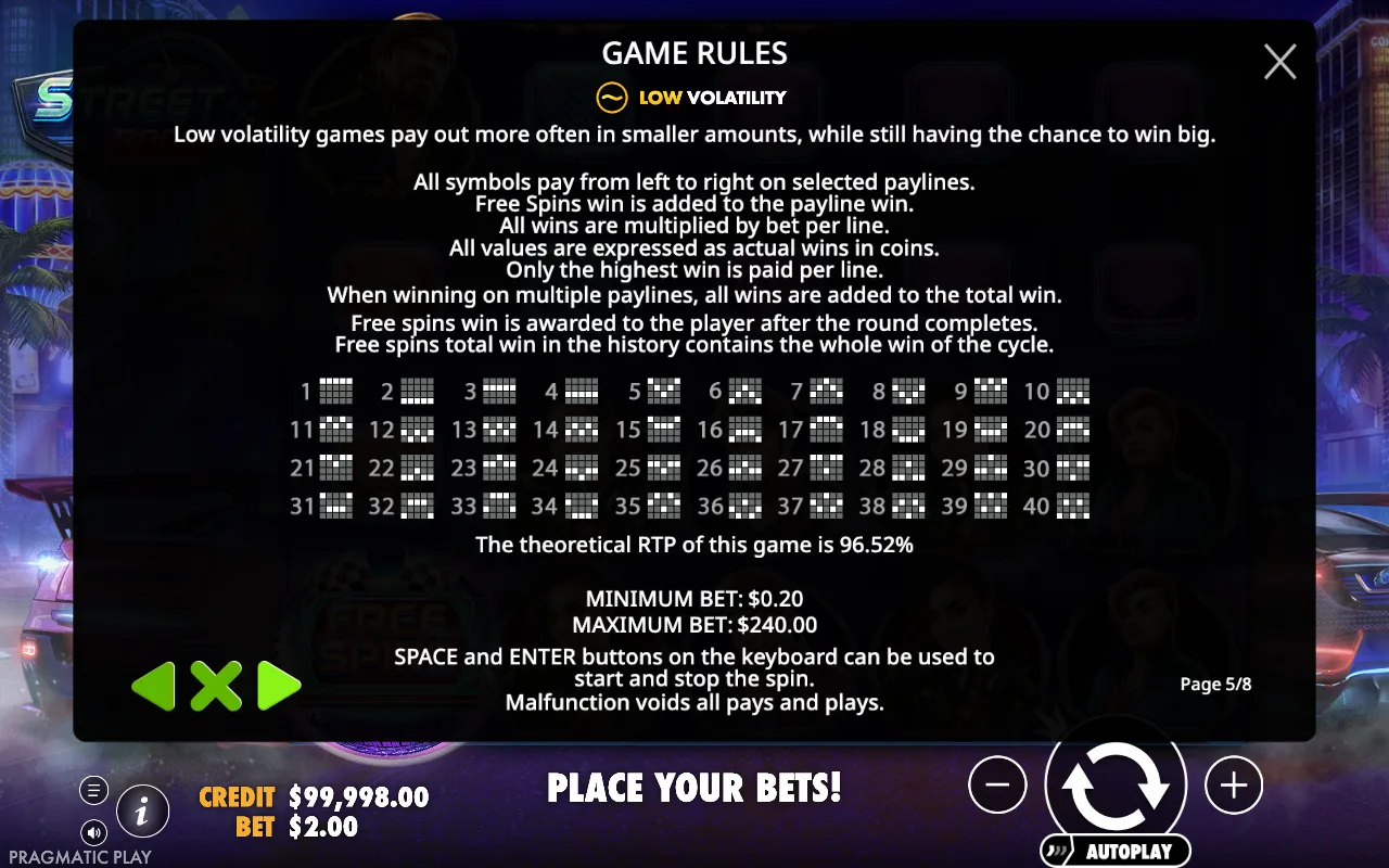Game rules, page 4 — Street Racer