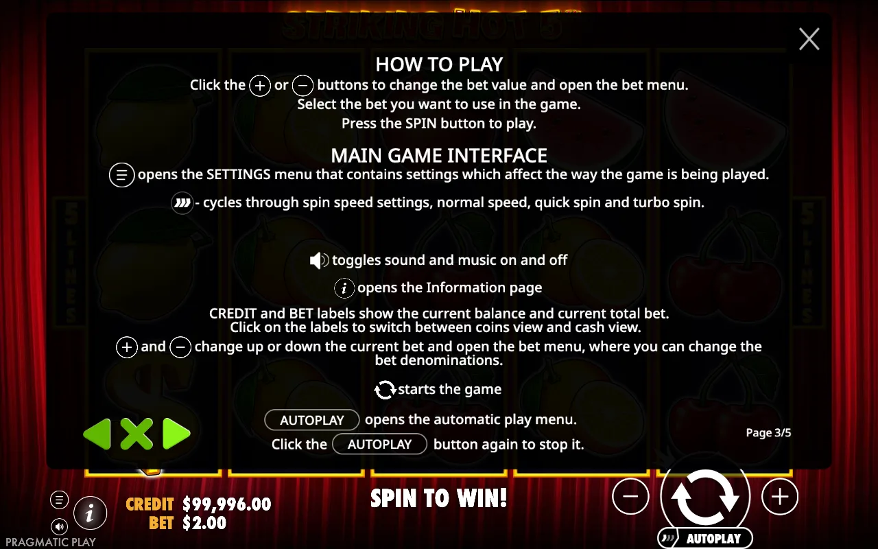How to play — Striking Hot 5