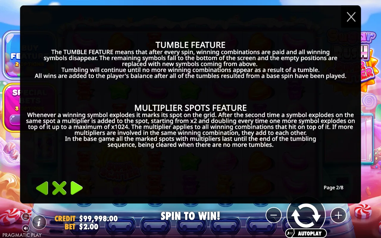 Tumble feature — Sugar Rush Super Scatter