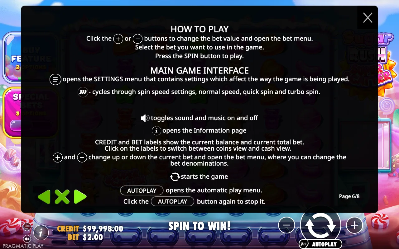 How to play — Sugar Rush Super Scatter