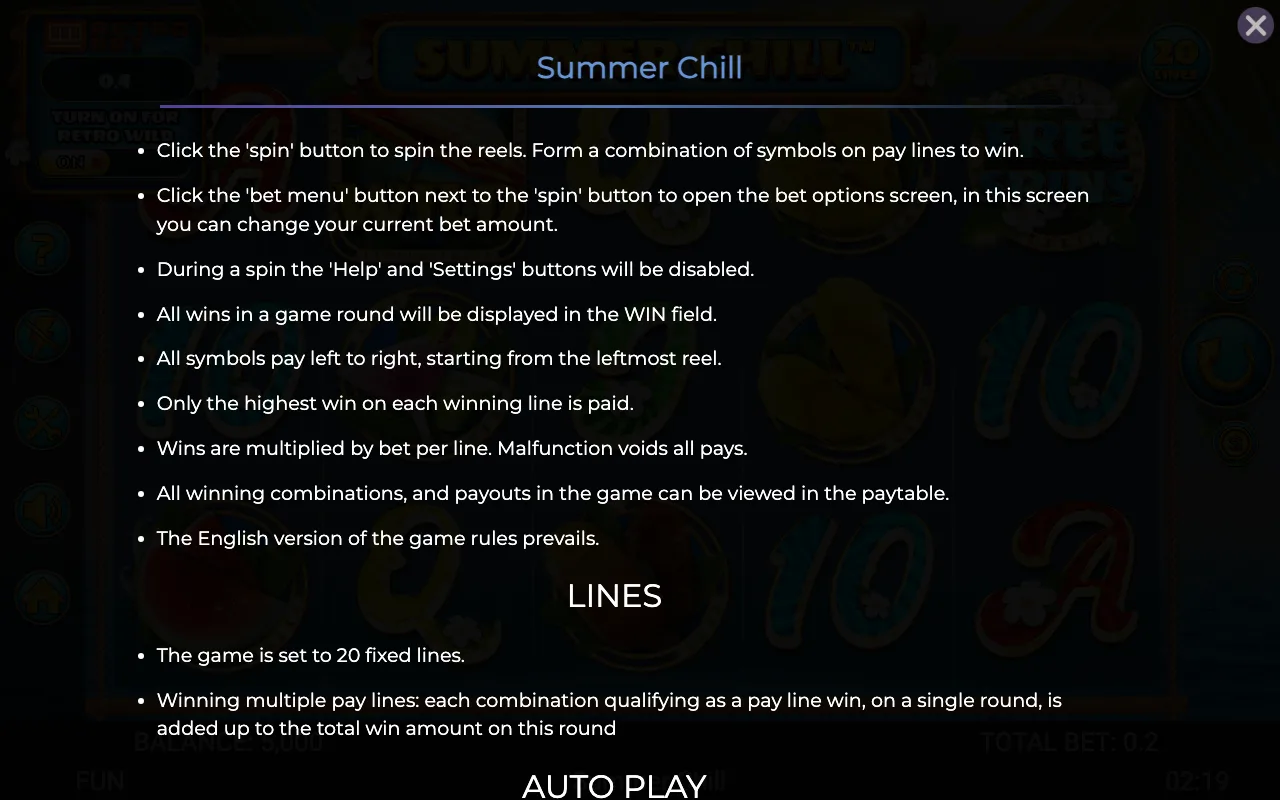 Game rules, page 6 — Summer Chill
