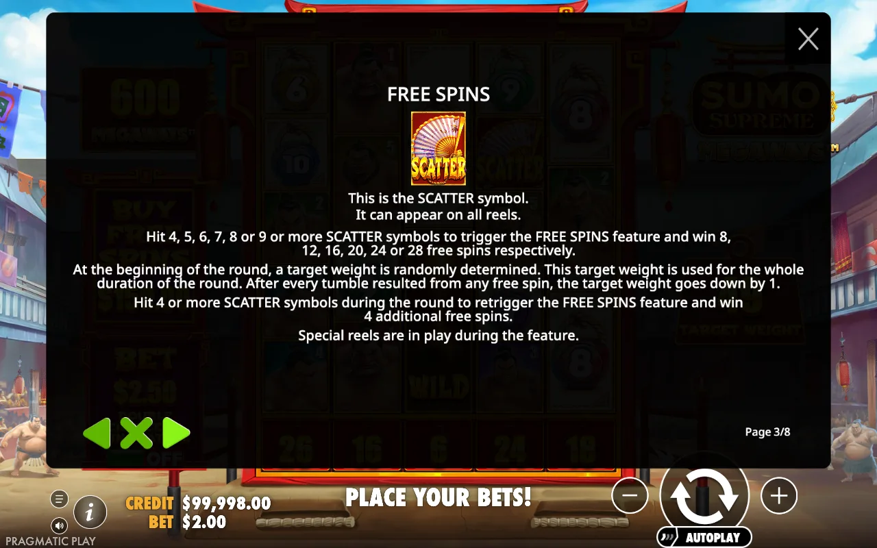 Free spins — Sumo Supreme Megaways