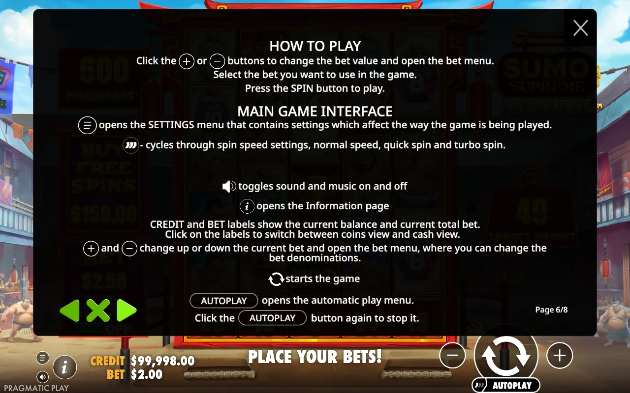 How to play — Sumo Supreme Megaways