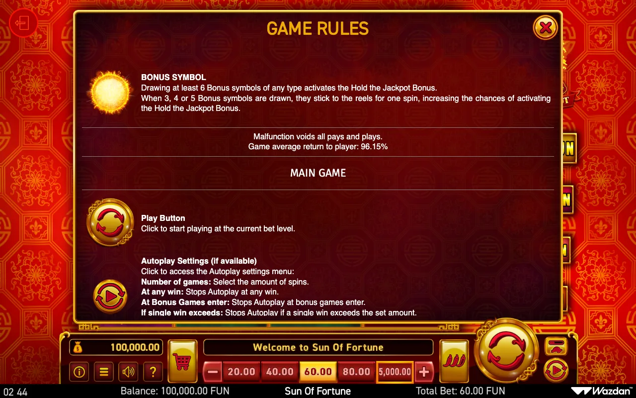 Game rules, page 10 — Sun of Fortune