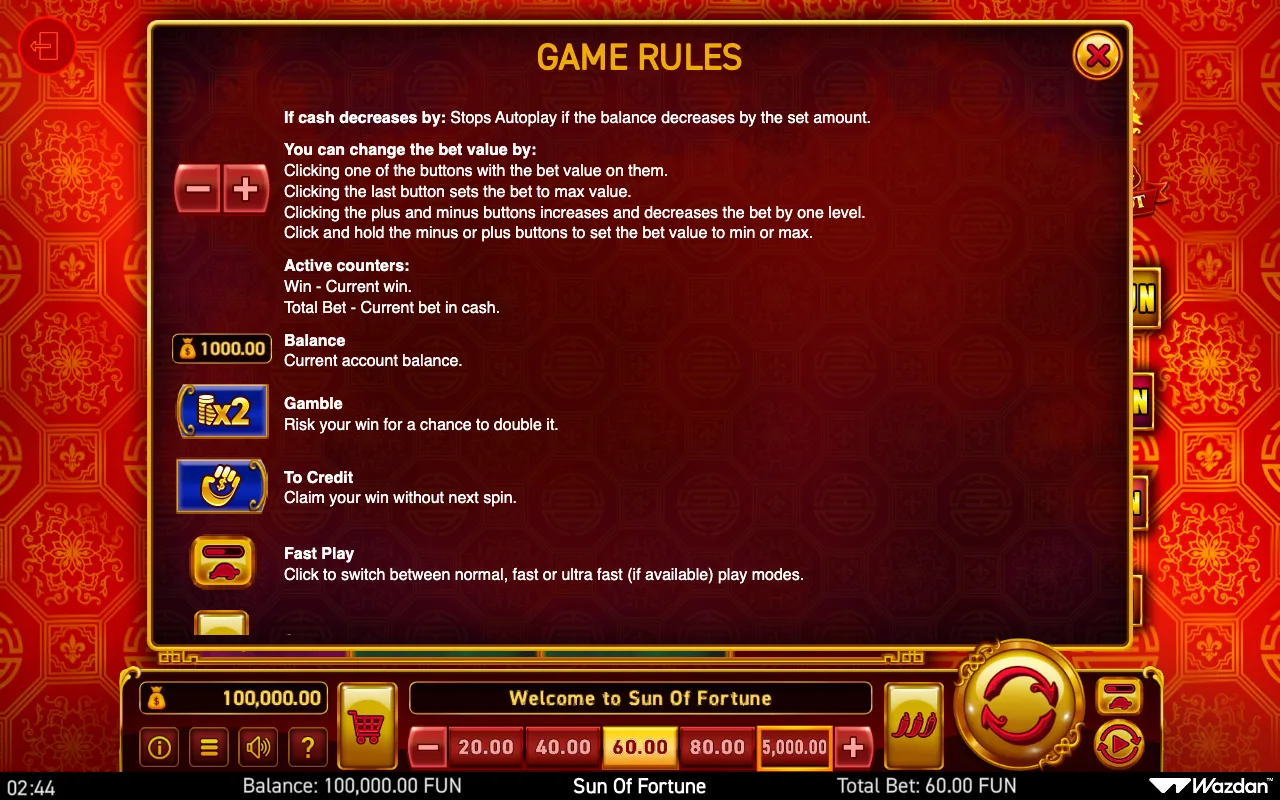 Game rules, page 11 — Sun of Fortune