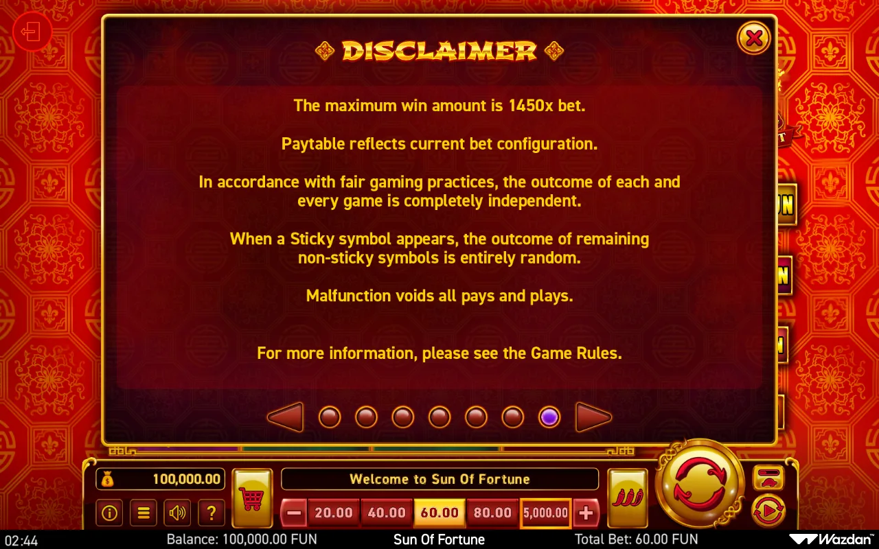 Game rules, page 7 — Sun of Fortune