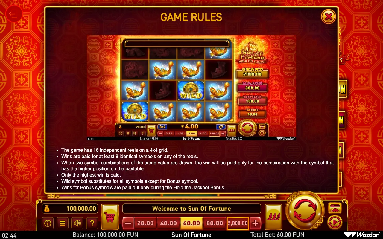 Game rules, page 8 — Sun of Fortune