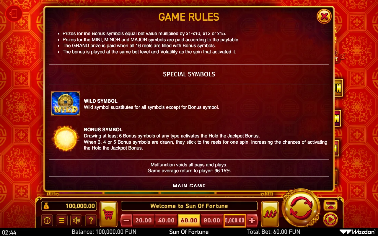 Game rules, page 9 — Sun of Fortune