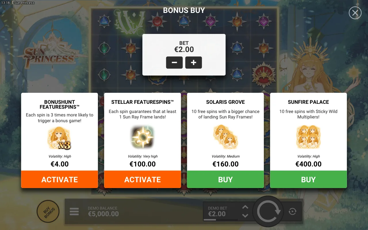 Buying the feature — Sun Princess