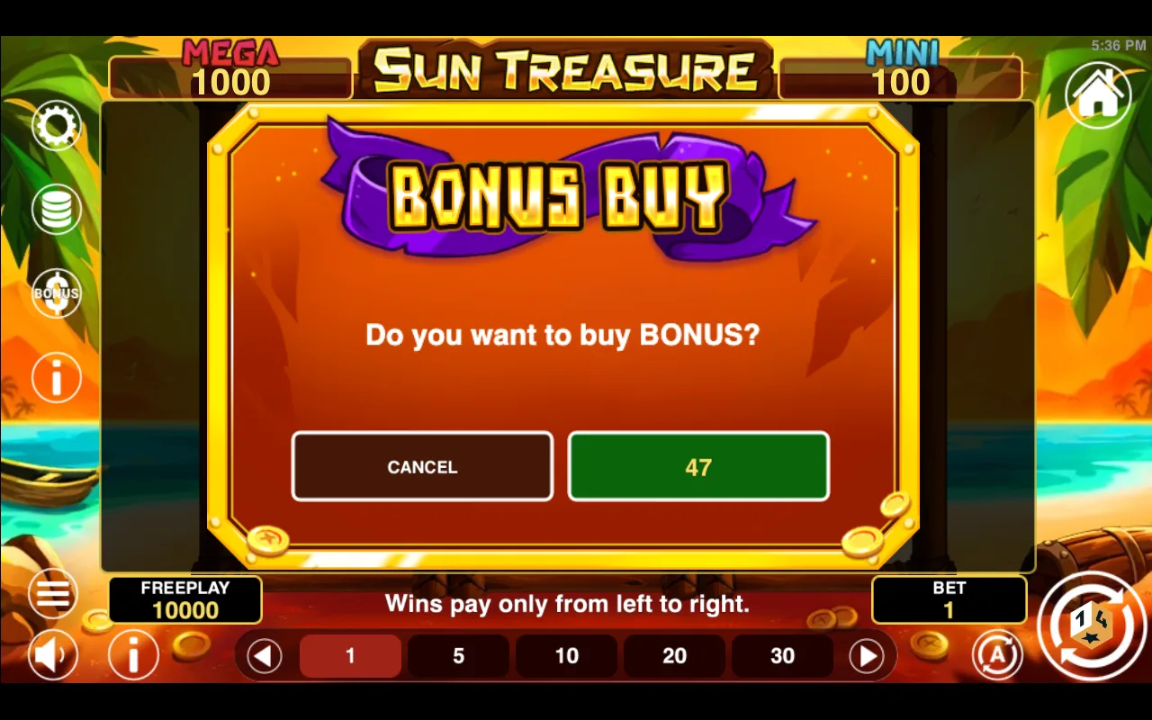Buying the feature — Sun Treasure