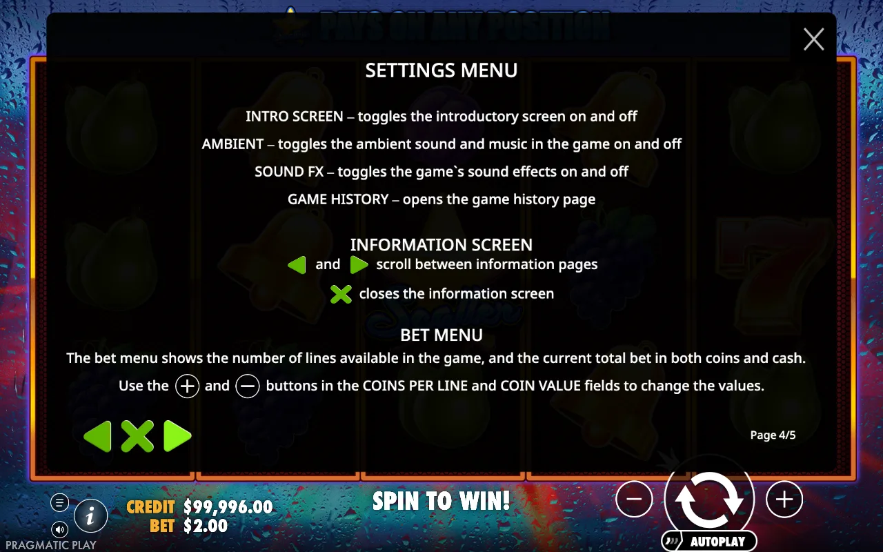 Settings menu — Super 7s