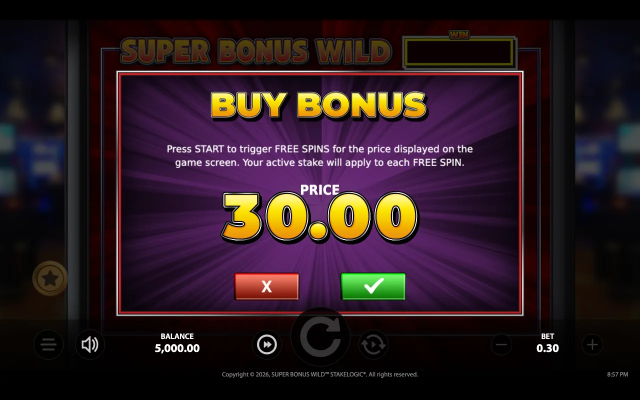 Buying the feature — Super Bonus Wild