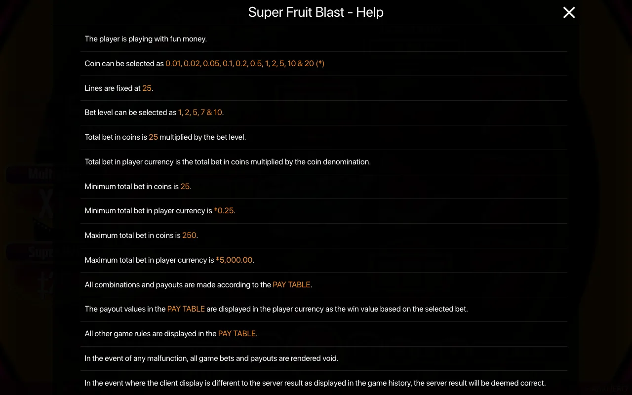 Spielregeln, Seite 1 — Super Fruit Blast