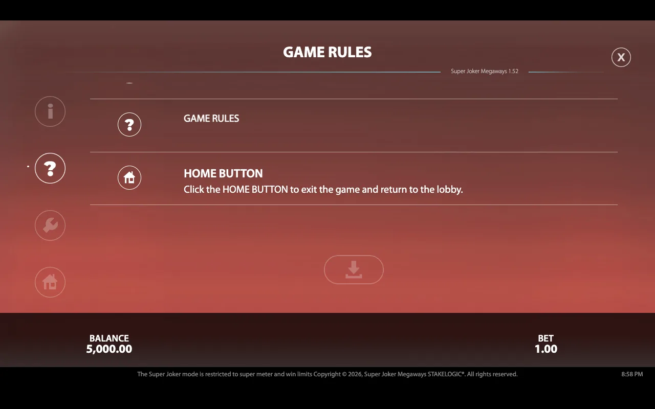 Game rules — Super Joker Megaways