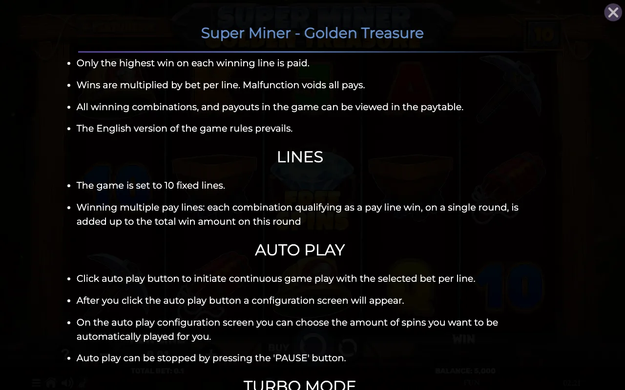 Lines — Super Miner Golden Treasure