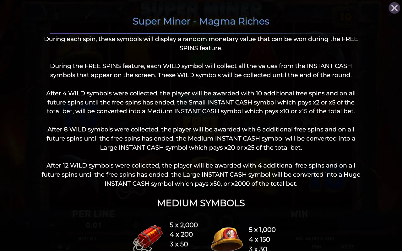 Game rules, page 3 — Super Miner Magma Riches
