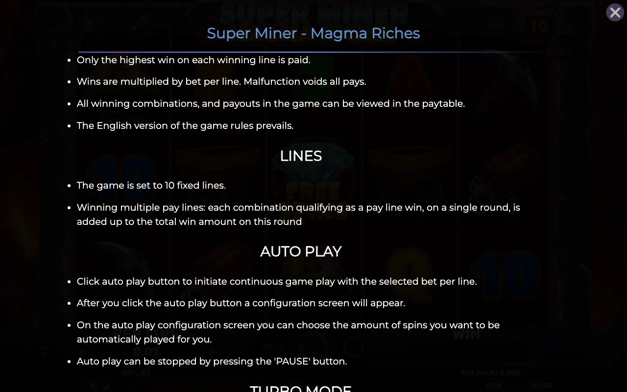 Lines — Super Miner Magma Riches