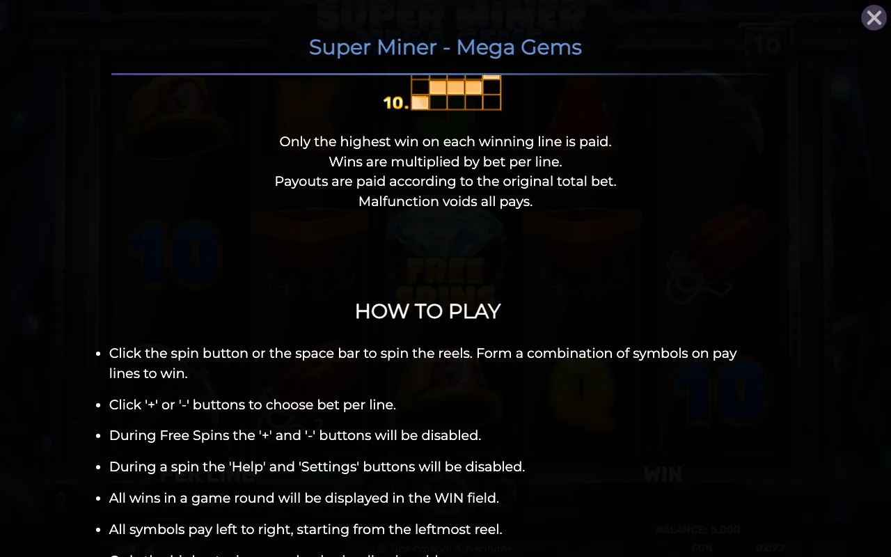 Game rules, page 6 — Super Miner Mega Gems