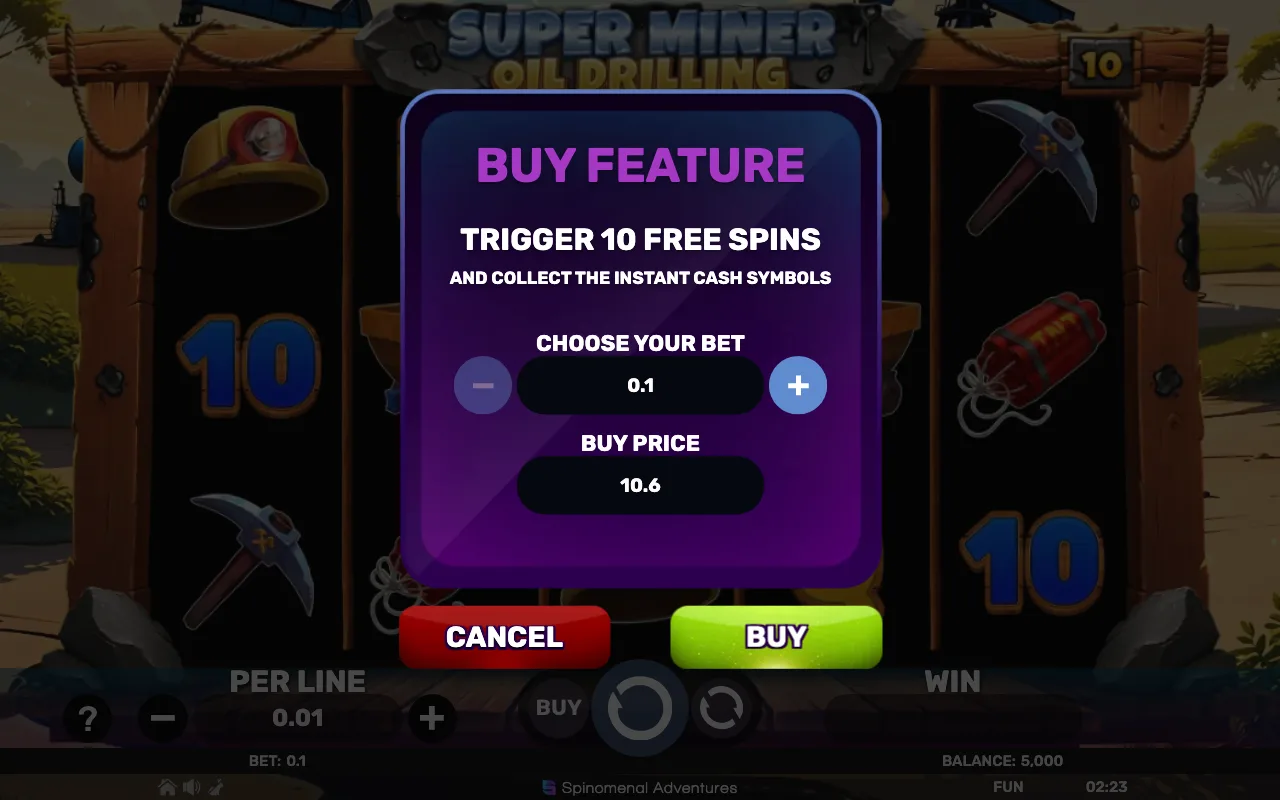 Buying the feature — Super Miner Oil Drilling