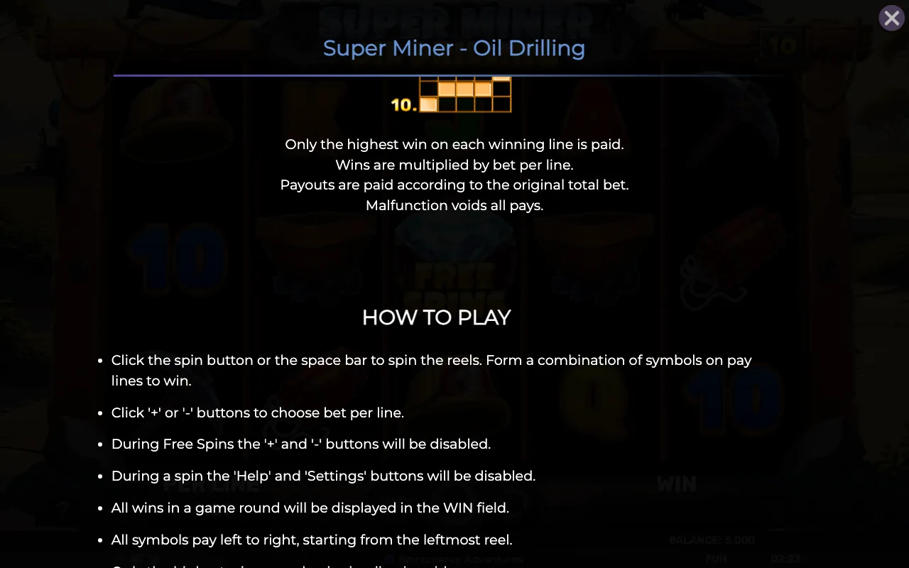 Game rules, page 6 — Super Miner Oil Drilling