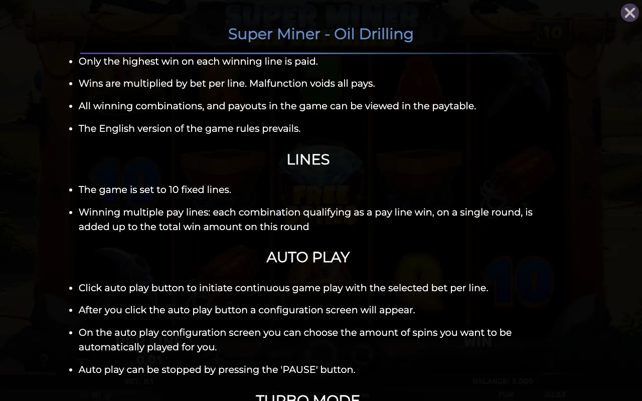 Game rules, page 7 — Super Miner Oil Drilling