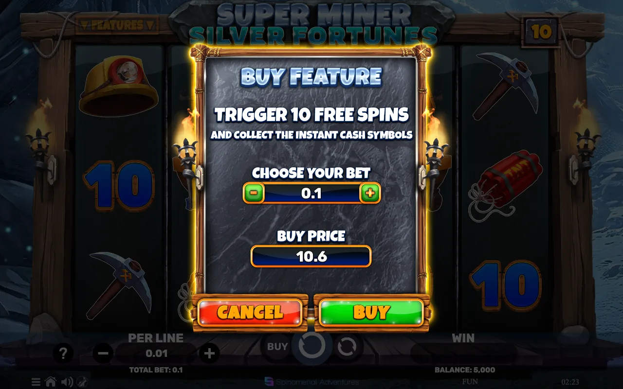 Buying the feature — Super Miner Silver Fortunes