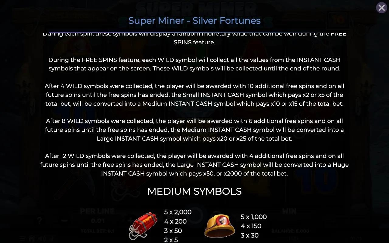 Game rules, page 3 — Super Miner Silver Fortunes