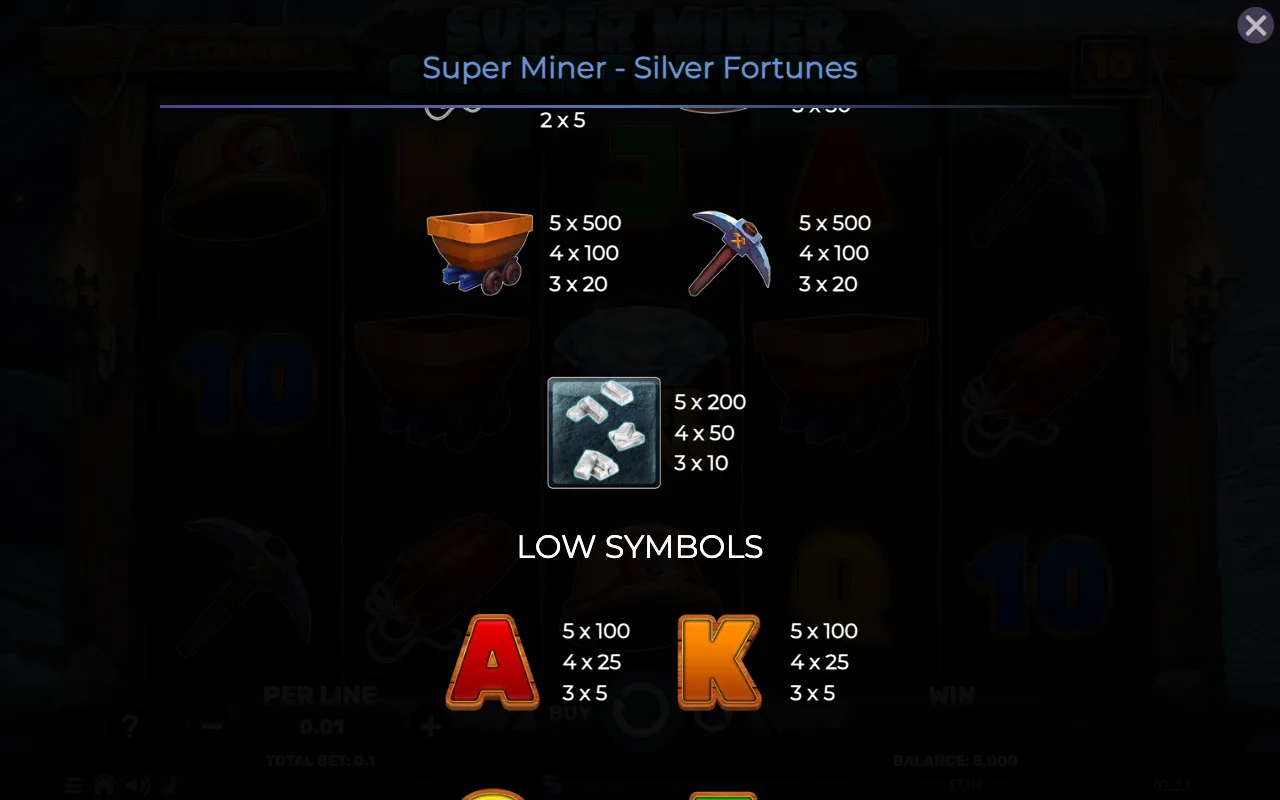 Game rules, page 4 — Super Miner Silver Fortunes