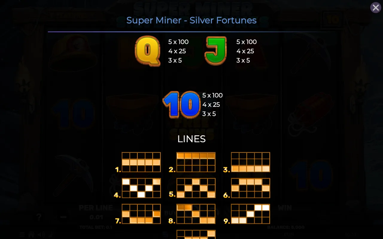 Game rules, page 5 — Super Miner Silver Fortunes