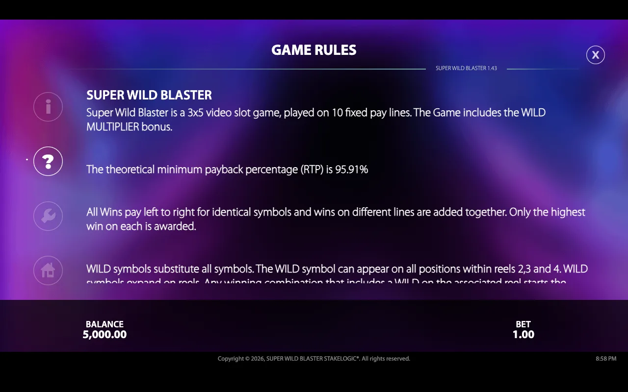 Game rules — Super Wild Blaster