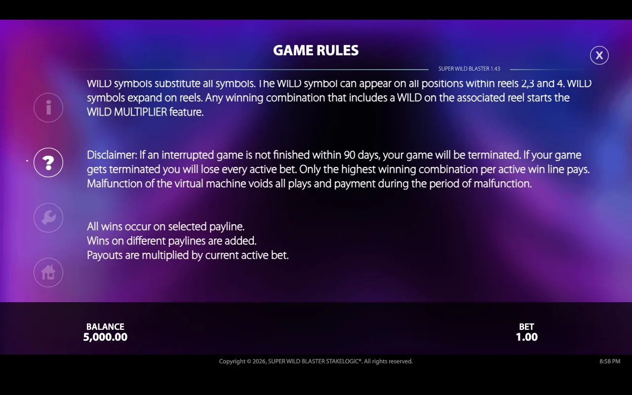 Game rules — Super Wild Blaster