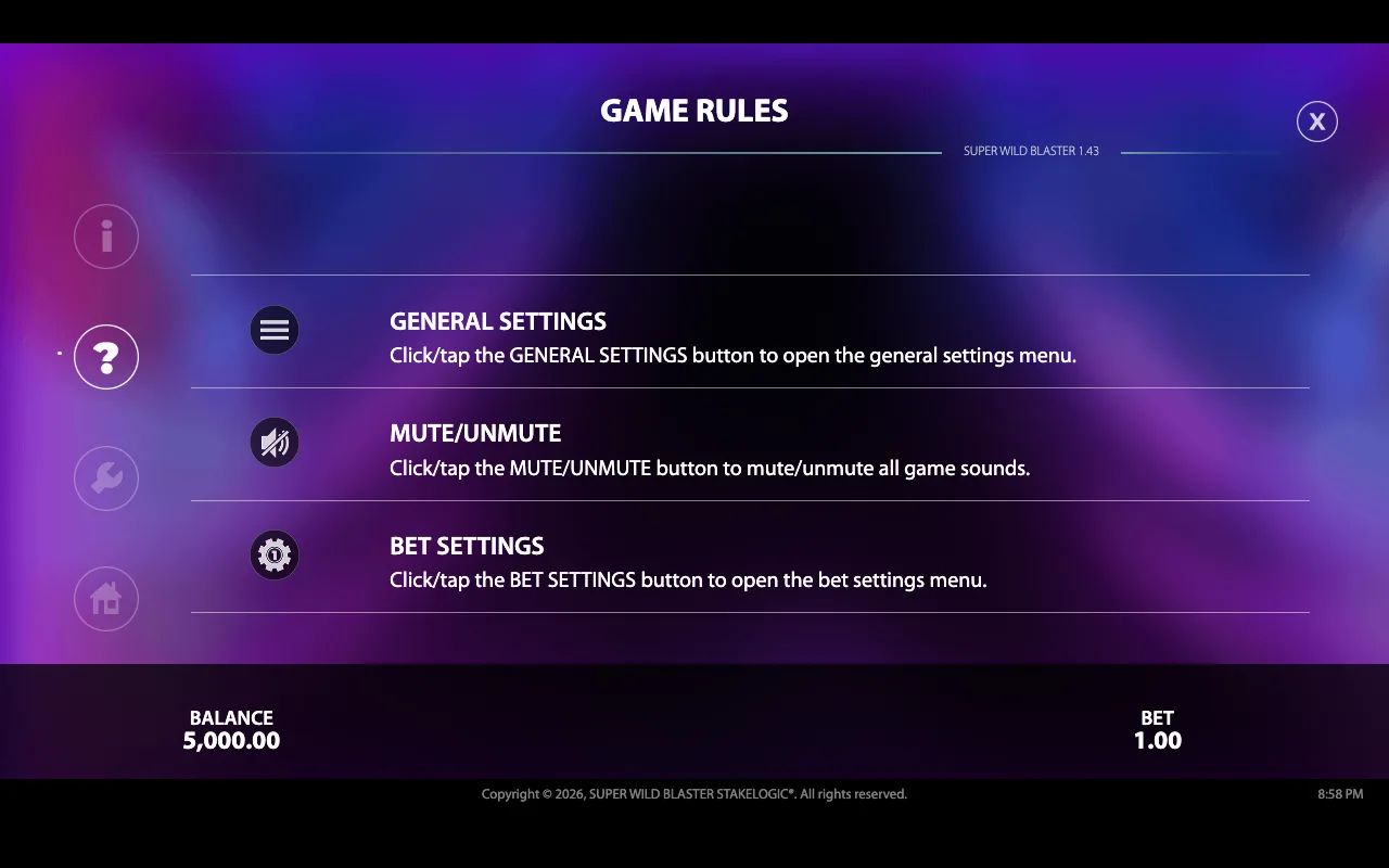 Game rules — Super Wild Blaster