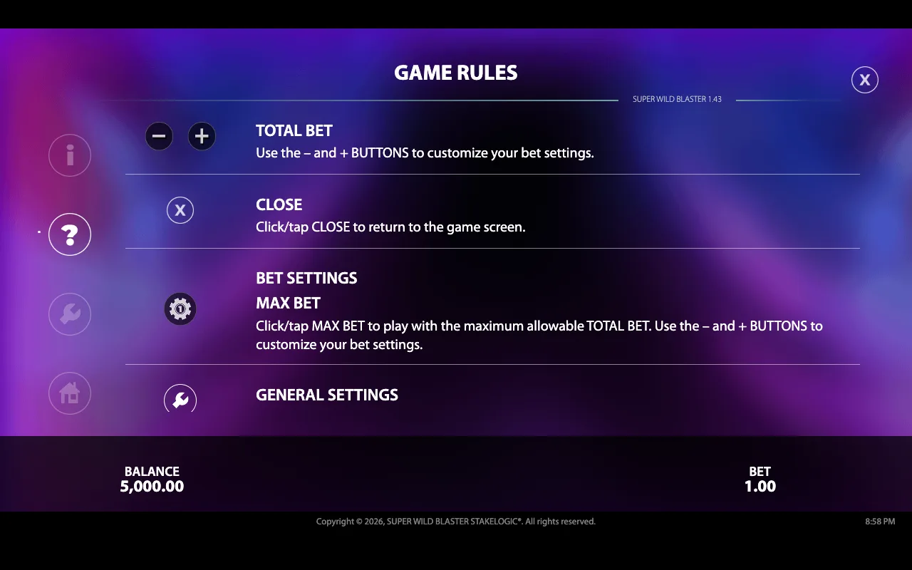 Game rules — Super Wild Blaster