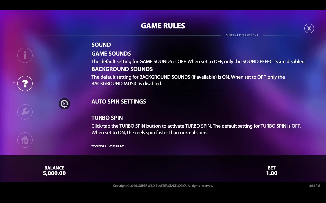 Game rules — Super Wild Blaster