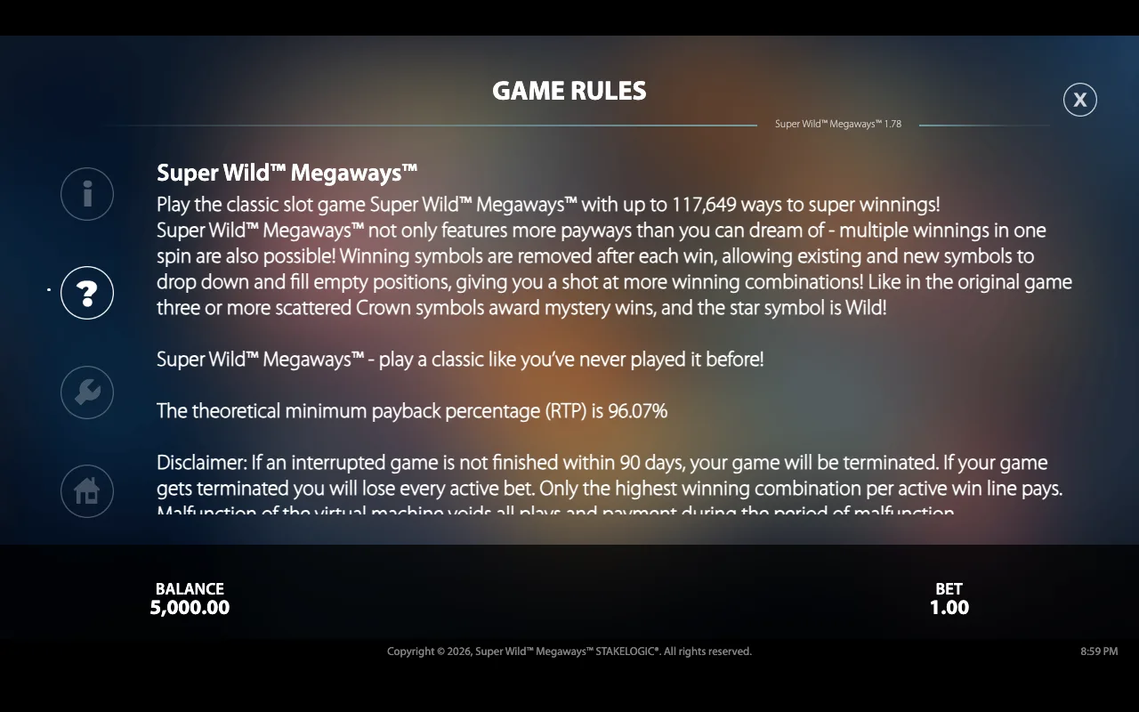 Game rules — Super Wild Megaways