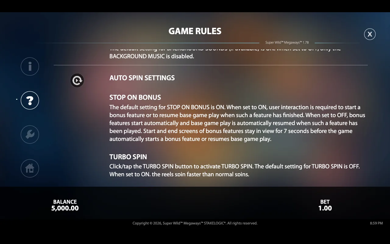 Game rules — Super Wild Megaways