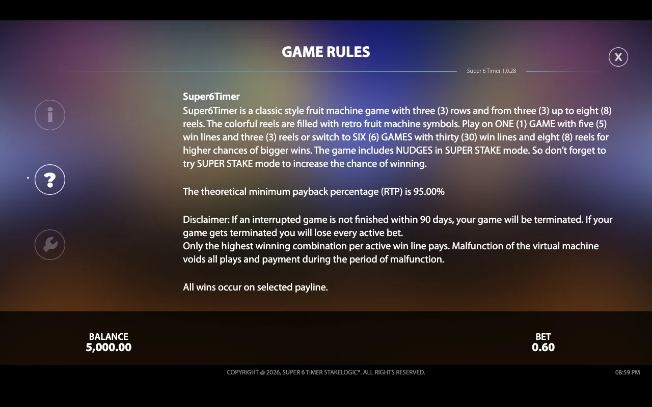 Game rules — Super6timer